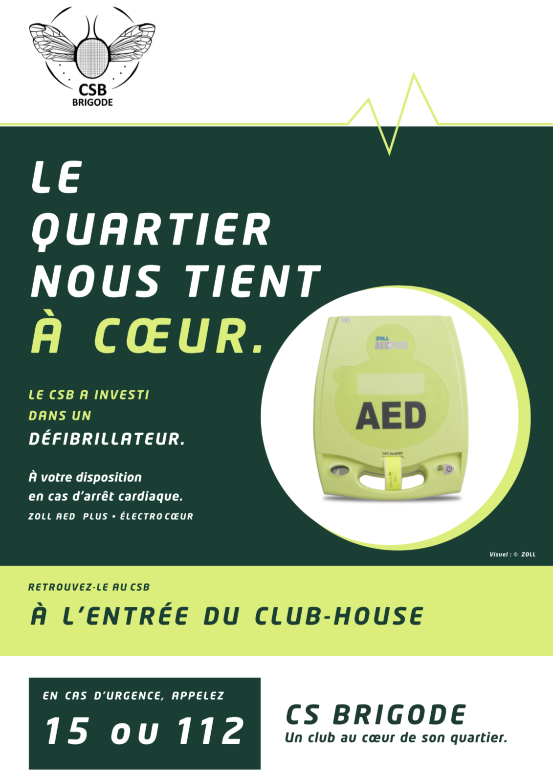 Le CSB investit dans un défibrillateur ZOLL AED Plus